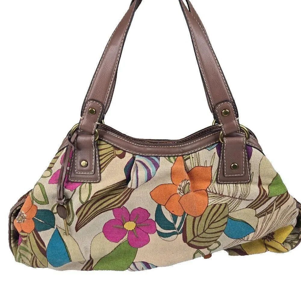 Fossil Keyper Shoulder Bag Top Zip Shopper HoboโPurse Pocketbook Floral